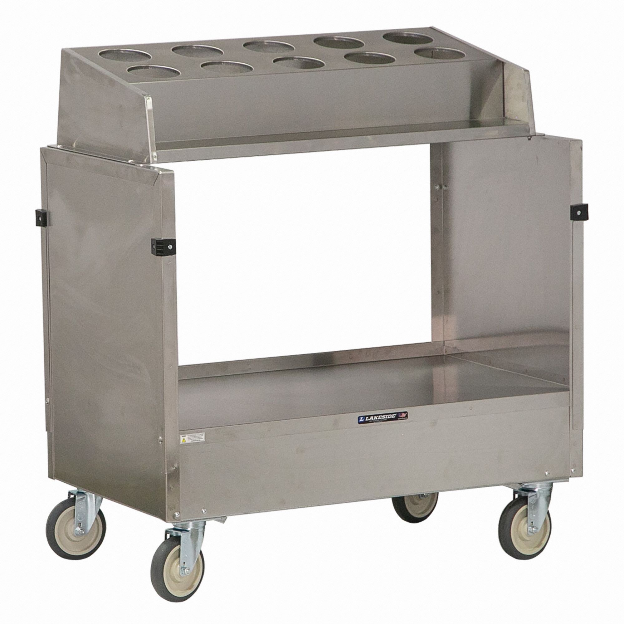 Flatware Cart: 39 3/4 in Overall Ht, 36 1/4 in Overall Lg, 22 1/4 in Overall Wd, Gray