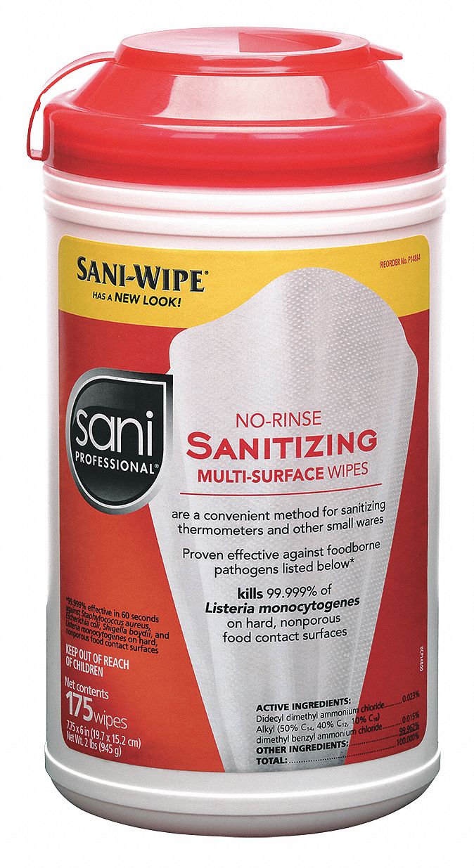 SANI PROFESSIONAL Sanitizing Cleaning Wipes, 175 ct., Canister, Sheet