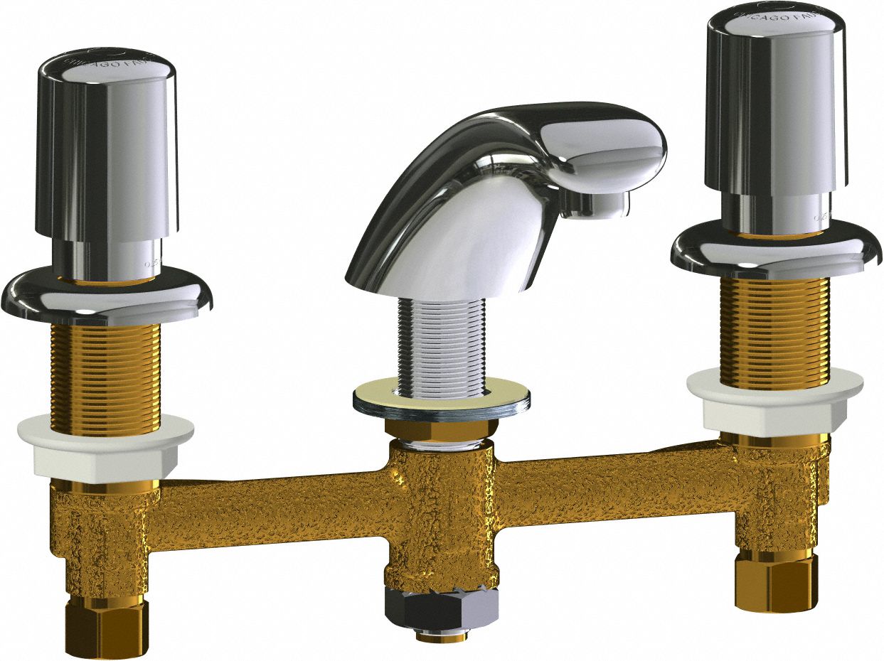 Handle-Operated Faucet: 404, Centerset, Cast Brass, Polished Chrome Finish, Aerated