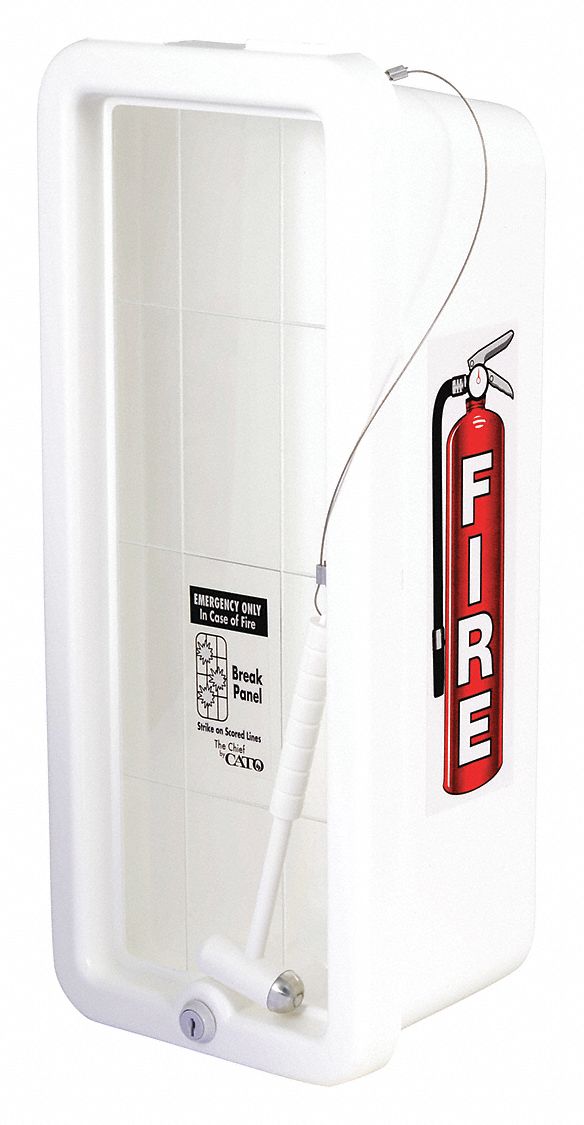 Fire Extinguisher Cabinet: For 2.5 to 5 lb Tank Wt, Cabinet, Surface, White