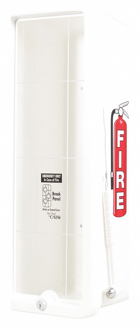 Fire Extinguisher Cabinet: For 10 lb Tank Wt, Cabinet, Surface, White