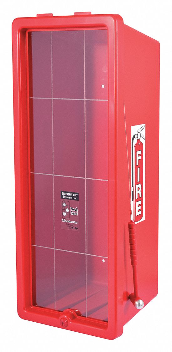 Fire Extinguisher Cabinet: Surface Mount Mounting, 20 lb Capacity, Polystyrene, Acrylic