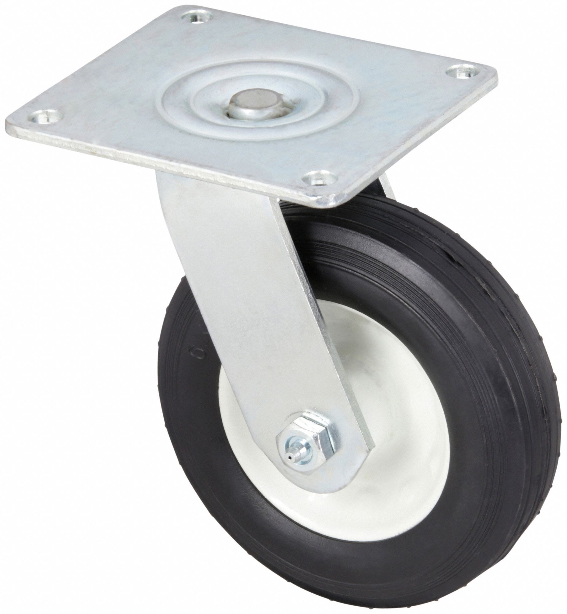 Plate Caster: Swivel, 6 1/4 in Wheel Dia., 1 7/8 in Wheel Wd, 7 3/8 in Mounting Ht