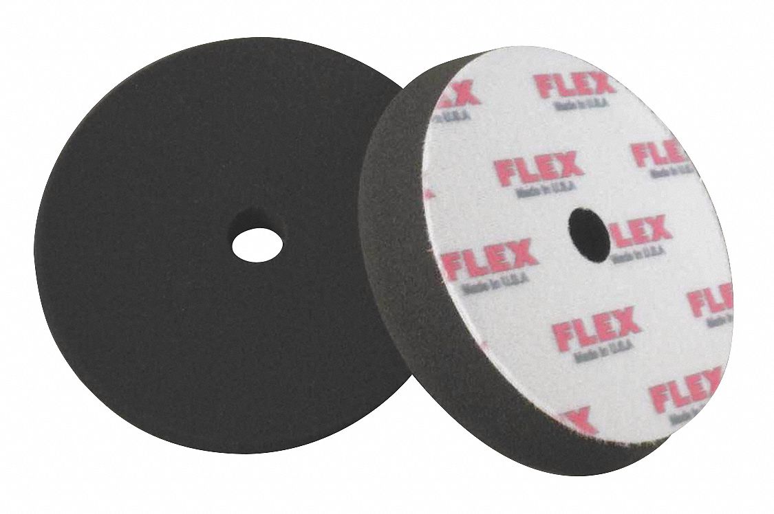 Polishing Pad: Pad, Hook-and-Loop, Hook-and-Loop, Foam, 6 1/2 in Outside Dia