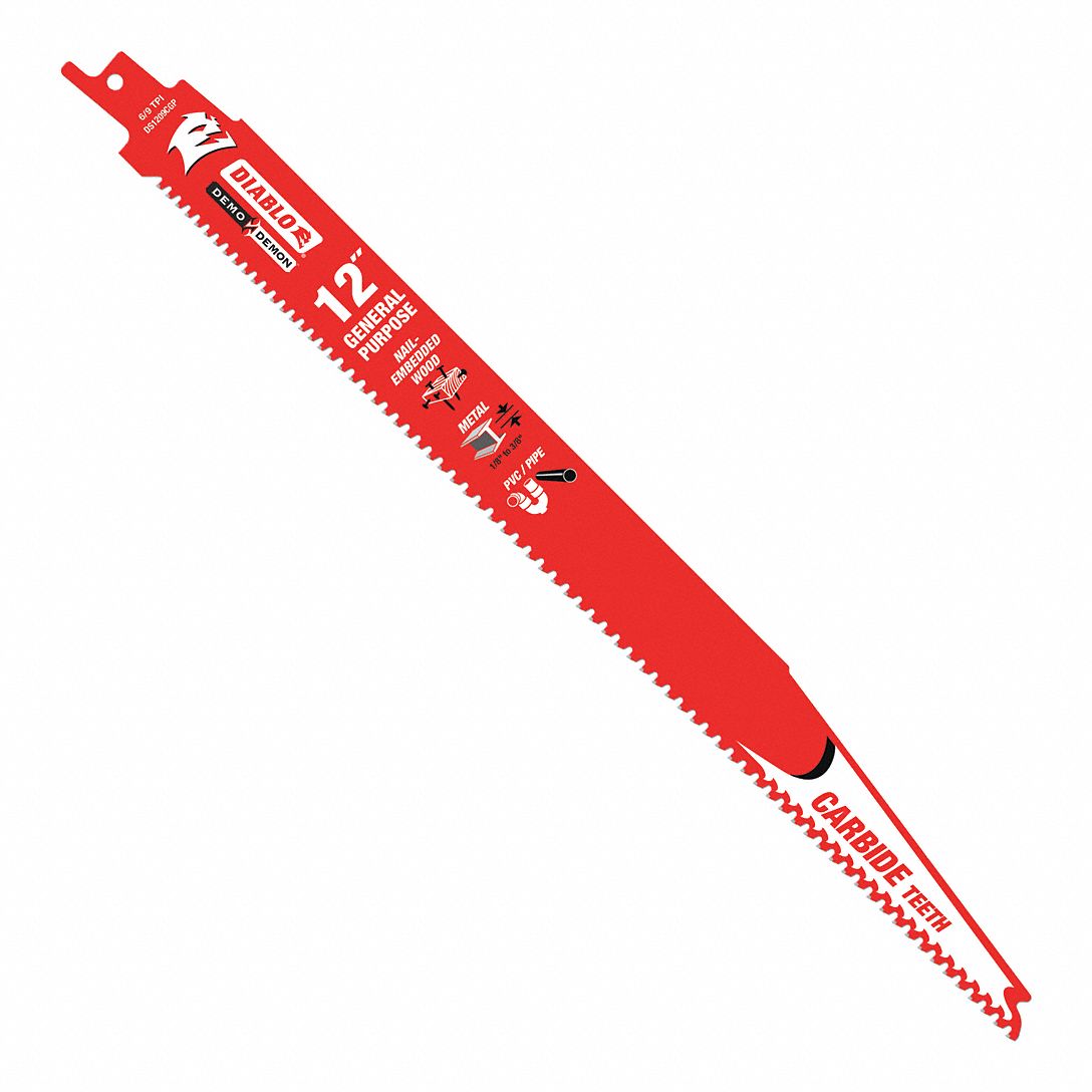 DIABLO, 6/9 Teeth per Inch, 12 in Blade Lg, Reciprocating Saw Blade 422W44DS1209CGP3 Grainger