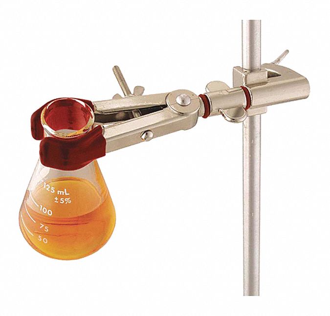 Lab Jack: Single Adjust Clamp, Zinc, 7 1/8 in Overall  Lg, 2 Prongs, 3 in Overall Ht