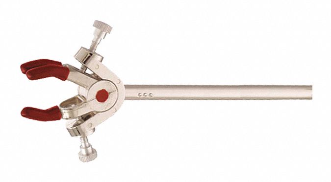 Wall Clamp: Dual Adjust Clamp, Zinc, 6 in Overall  Lg, 3 Prongs, 0 in Min Jaw Opening