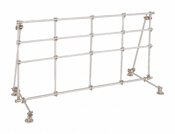 Aluminum Lab Frame: Aluminum, 1 in Rod Dia, 18 in Overall  Lg, 4 ft Overall  Wd, 24 in Overall Ht