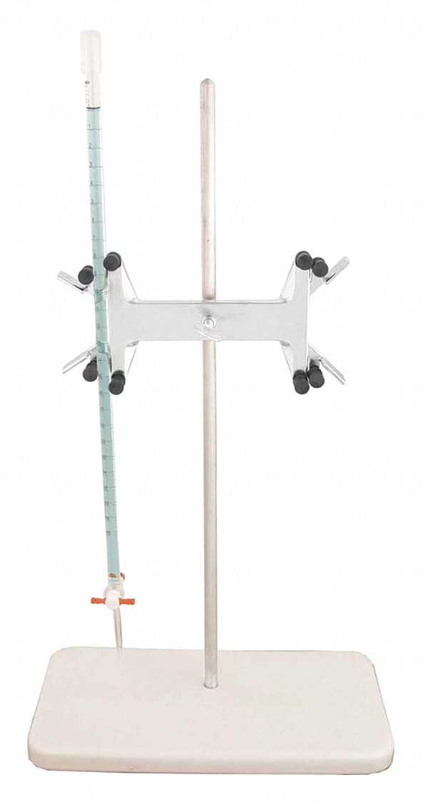 Clamp: Clamp Buret Holder Kit, Stainless Steel, 7 in Overall  Lg, 1 in Overall Ht