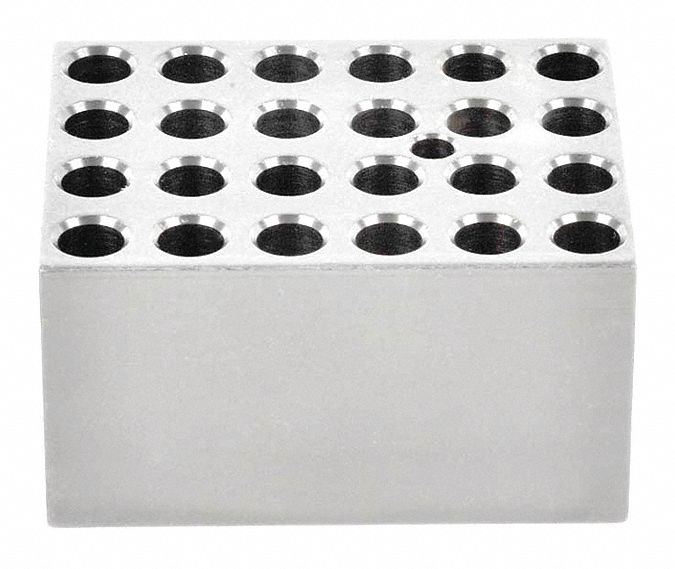 Modular Block: Anodized Aluminum, 3 in Overall Wd, 3 3/4 in Overall Lg, 24 Wells