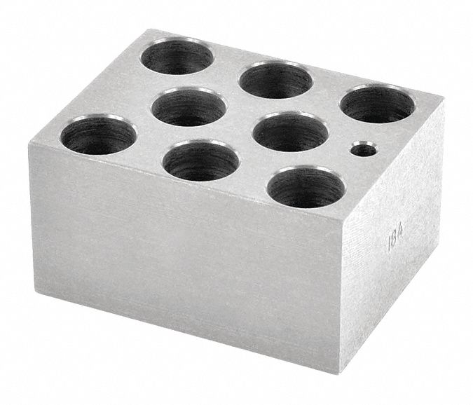 Modular Block: Anodized Aluminum, 1 7/8 in Overall Wd, 2 3/4 in Overall Lg, 8 Wells