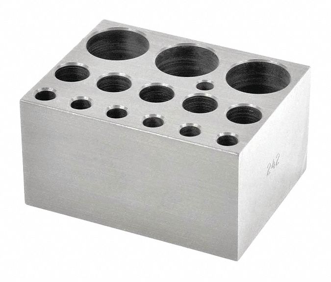 Modular Block: Anodized Aluminum, 1 7/8 in Overall Wd, 2 3/4 in Overall Lg, 14 Wells