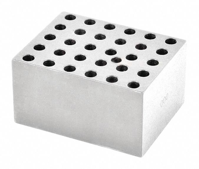 Modular Block: Anodized Aluminum, 1 7/8 in Overall Wd, 2 3/4 in Overall Lg, 30 Wells, 0.5 mL