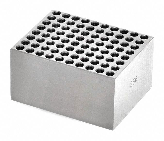 Modular Block: Anodized Aluminum, 1 7/8 in Overall Wd, 15 1/2 in Overall Lg, 80 Wells, 0.2 mL