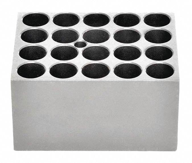 Modular Block: Anodized Aluminum, 3 in Overall Wd, 3 3/4 in Overall Lg, 20 Wells