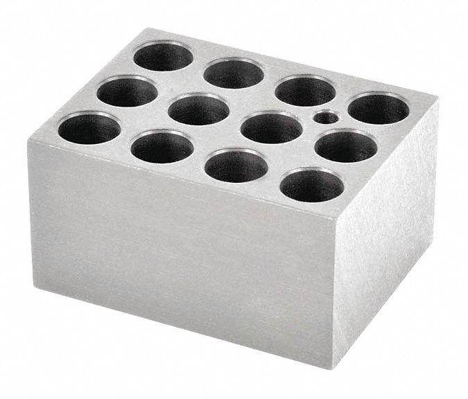 Modular Block: Anodized Aluminum, 3 in Overall Wd, 3 3/4 in Overall Lg, 12 Wells