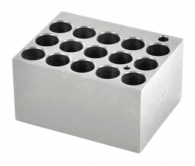 Modular Block: Anodized Aluminum, 3 in Overall Wd, 3 3/4 in Overall Lg, 15 Wells
