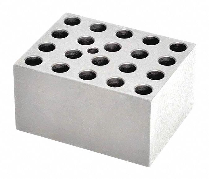 Modular Block: Anodized Aluminum, 1 7/8 in Overall Wd, 2 3/4 in Overall Lg, 20 Wells, 2 mL