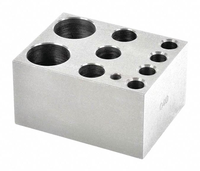 Modular Block: Anodized Aluminum, 3 in Overall Wd, 3 3/4 in Overall Lg, 9 Wells, 50 mL