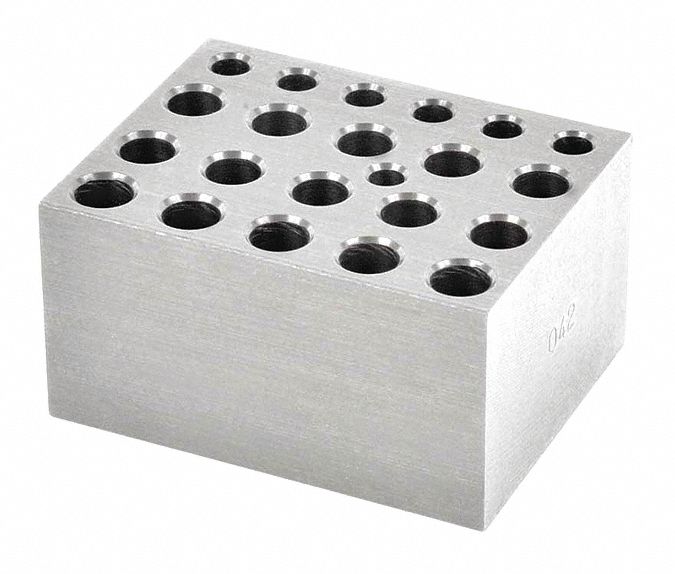 Modular Block: Anodized Aluminum, 3 in Overall Wd, 3 3/4 in Overall Lg, 21 Wells