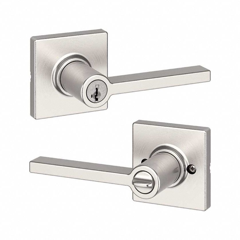 Door Lever Lockset: Office Lever Locksets, Nickel, ADA Compliant