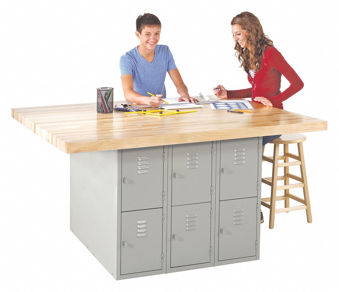 Work Station, Maple, Metal Frame, 54" D