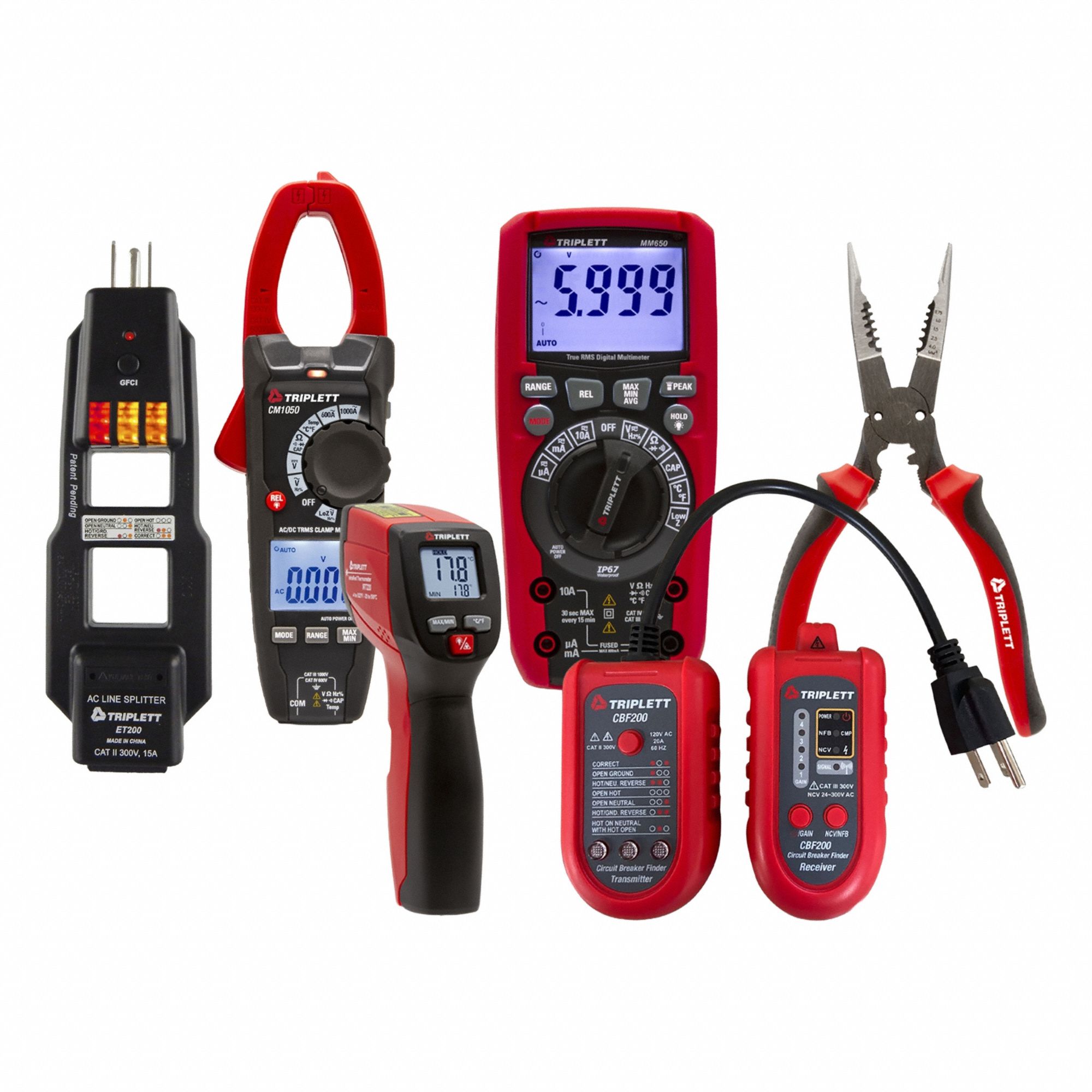 TRIPLETT, TRMS, 6,000 Instrument Counts, Digital Multimeter Clamp On ...