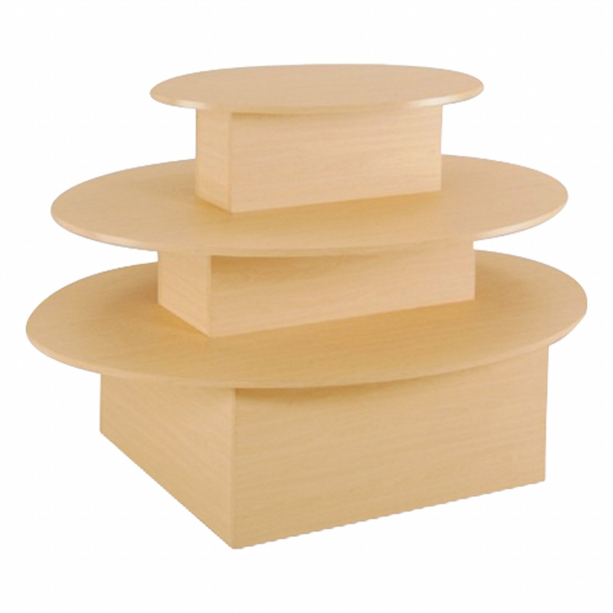 Floor Display: Maple, Wood, 60 in Overall Wd, 42 in Overall Ht, 42 in Overall Dp, 3 Tiers, 0 Casters