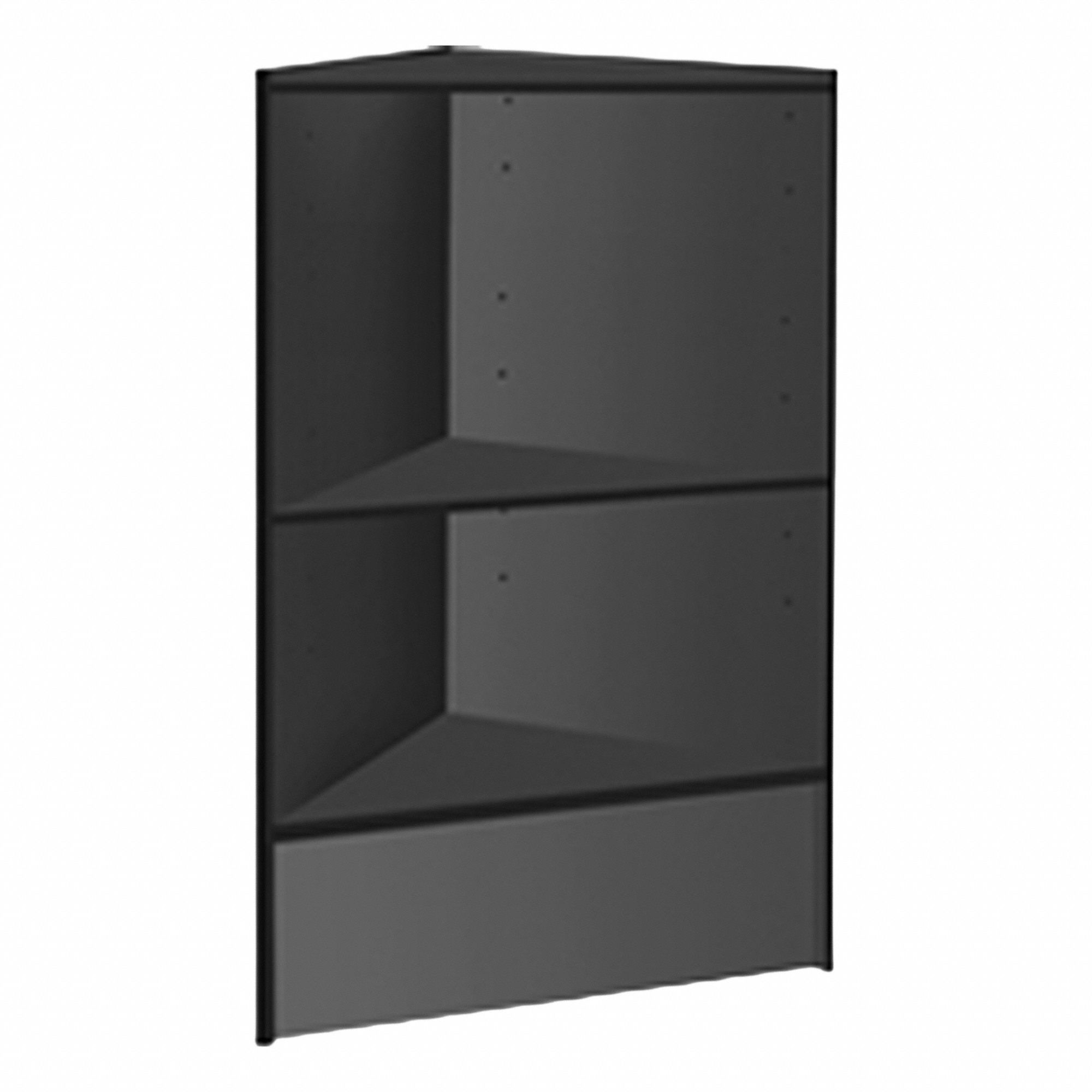 Retail Checkout Counter: Wood, 38 in Overall Ht, 18 in Overall Dp, Corner Case, 2 Shelves, Wood