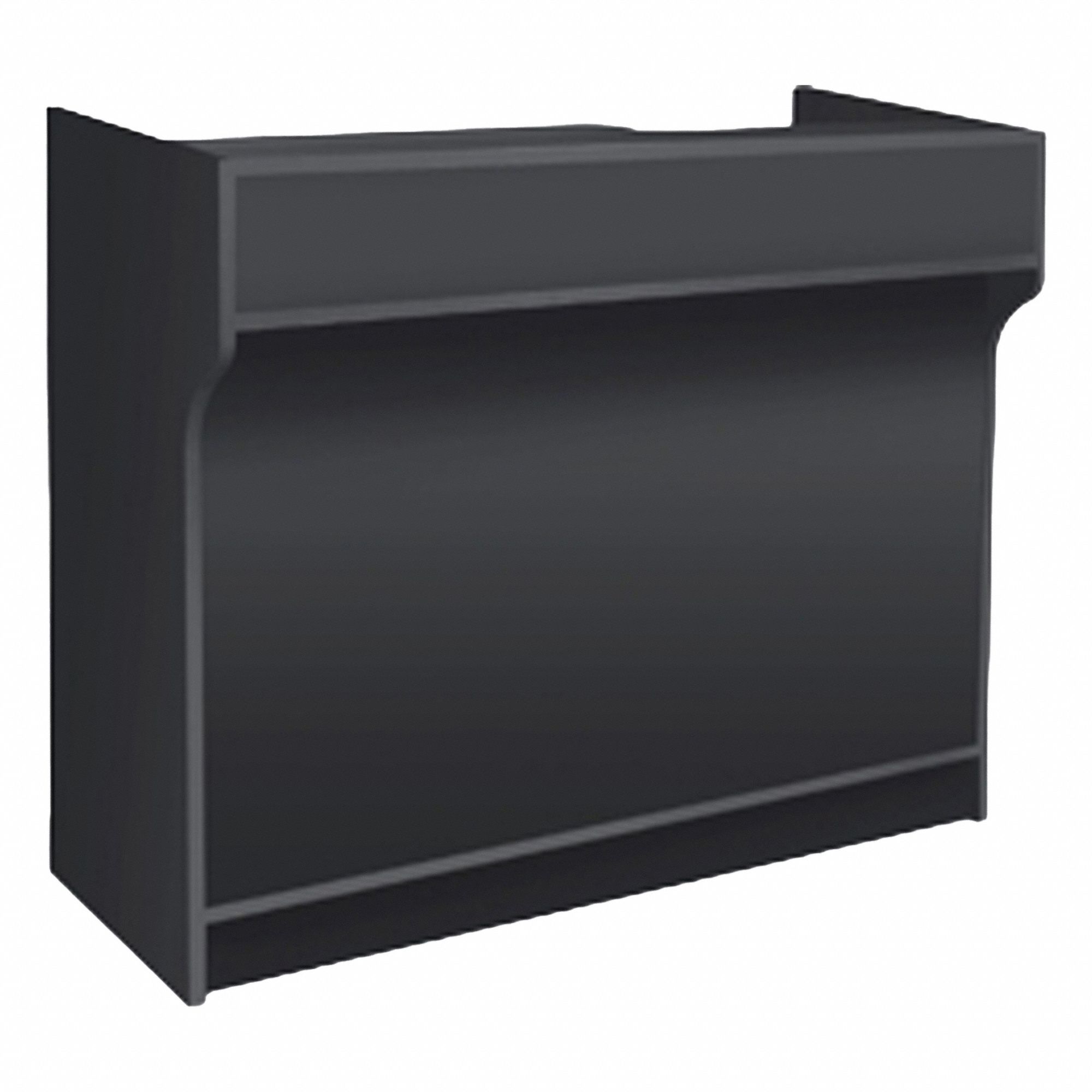 Retail Counter: Black, Laminated Wood, 72 in Overall Wd, 42 in Overall Ht, 22 in Overall Dp, Pull