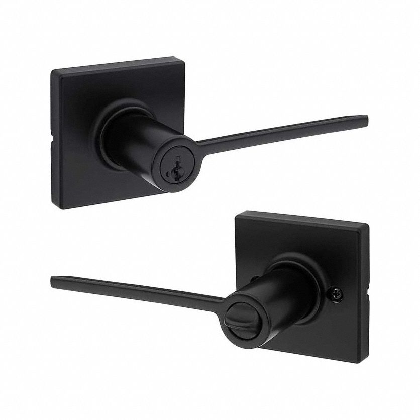 Door Lever Lockset: Office Lever Locksets, Black, ADA Compliant