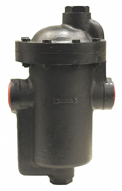 Steam Trap: Cast Iron, 1 1/2 in FNPT, 10, 910 lb/hr, 125 psi Max., 450°F Max., Strainer Not Included