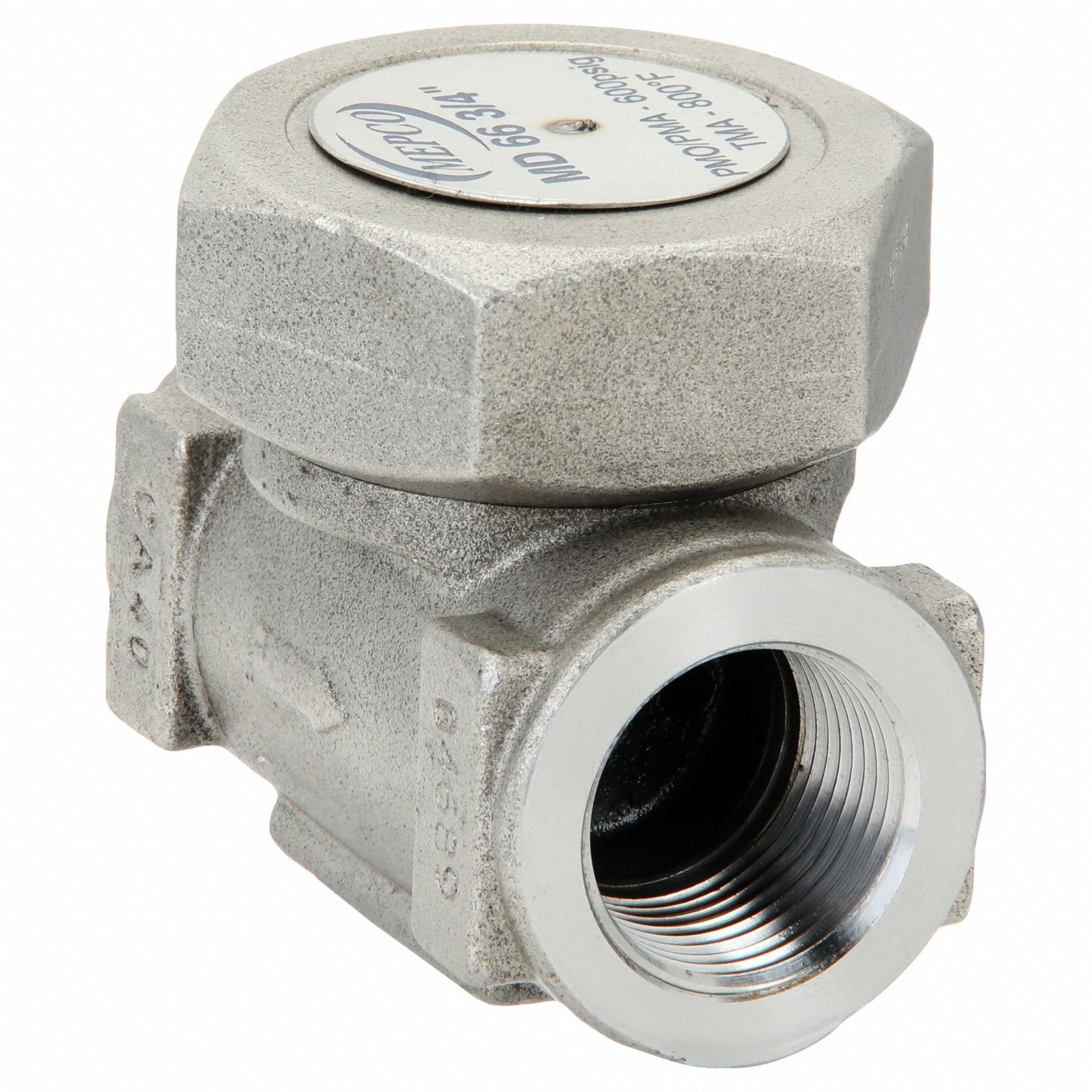 Steam Trap: Stainless Steel, 3/4 in FNPT, 1, 830 lb/hr, 600 psi Max., 800°F Max., F