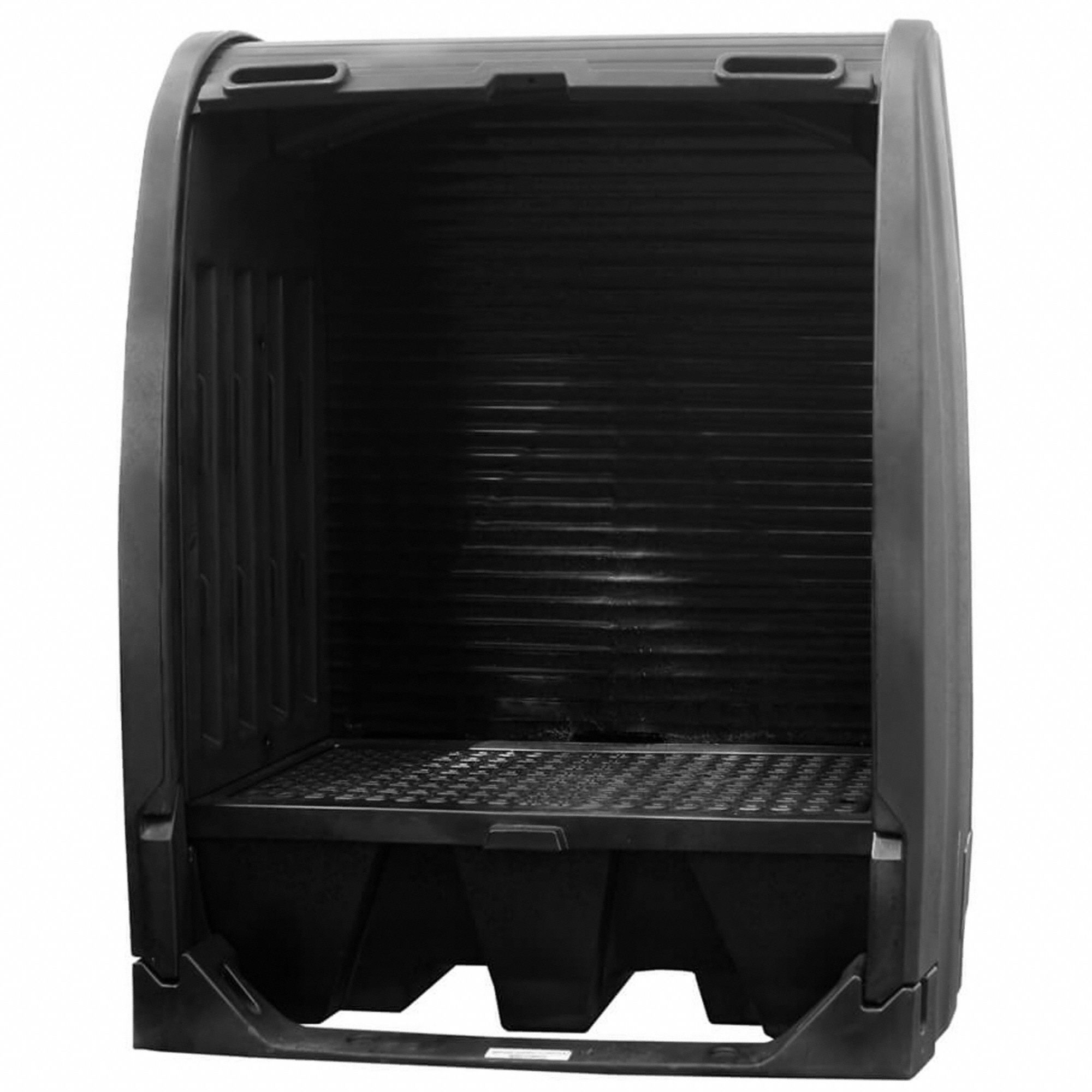 COVERED DRUM SPILL CONTAINMENT,BLK,POLY