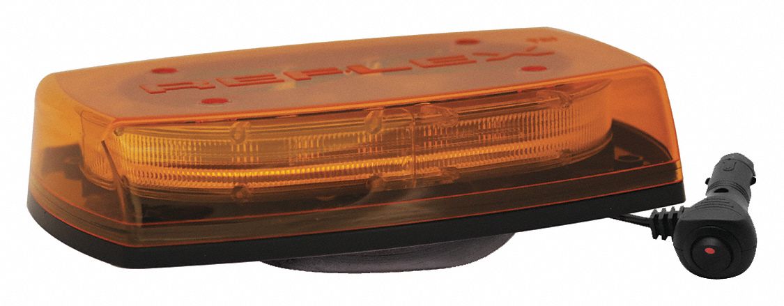 Amber Mini Light Bar, LED Lamp Type, Magnetic Mounting, Number of Heads: 4