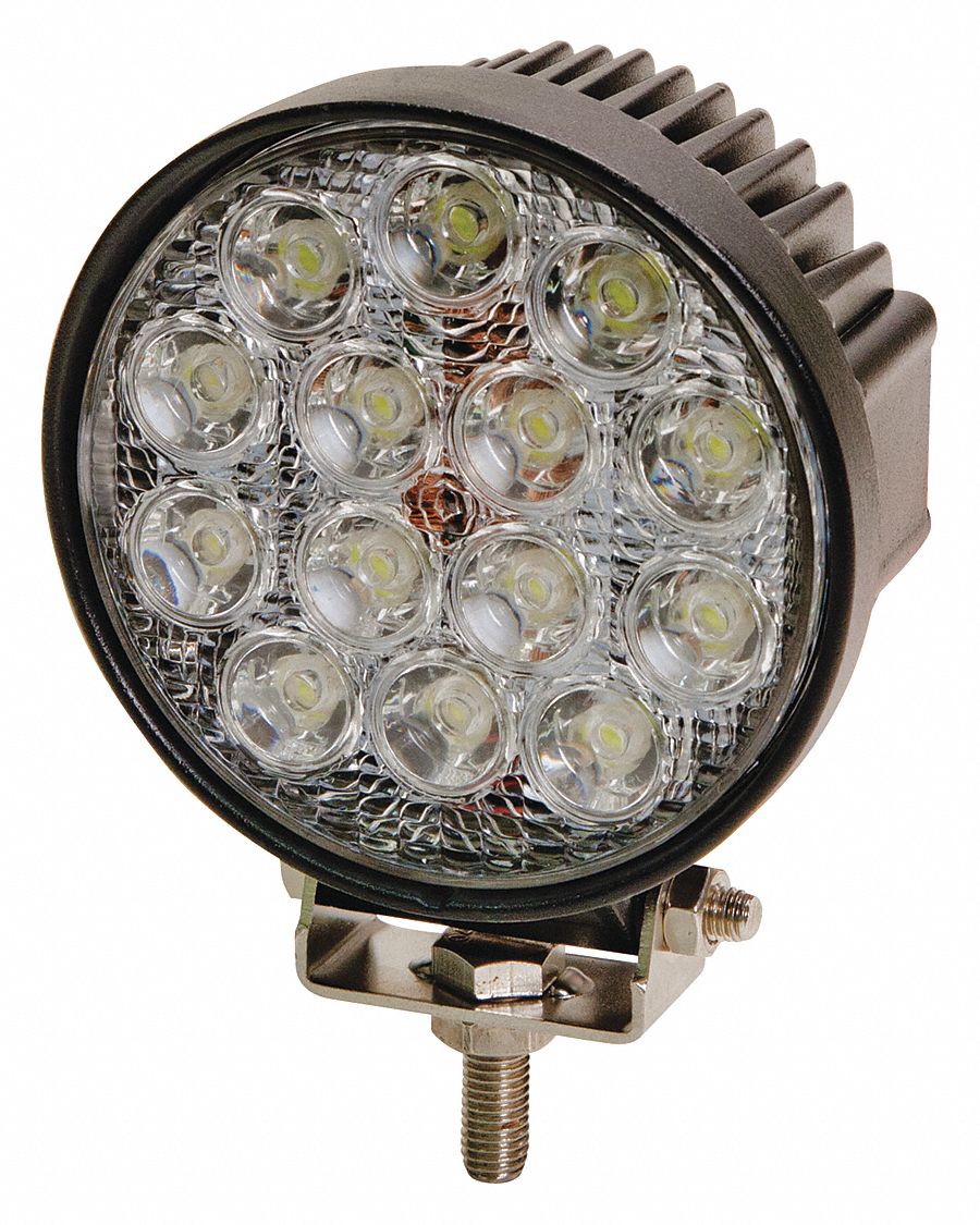 Vehicle Work Light: Round, Flood, LED, Bolt, Pigtail, Universal, Surface Mount, Black