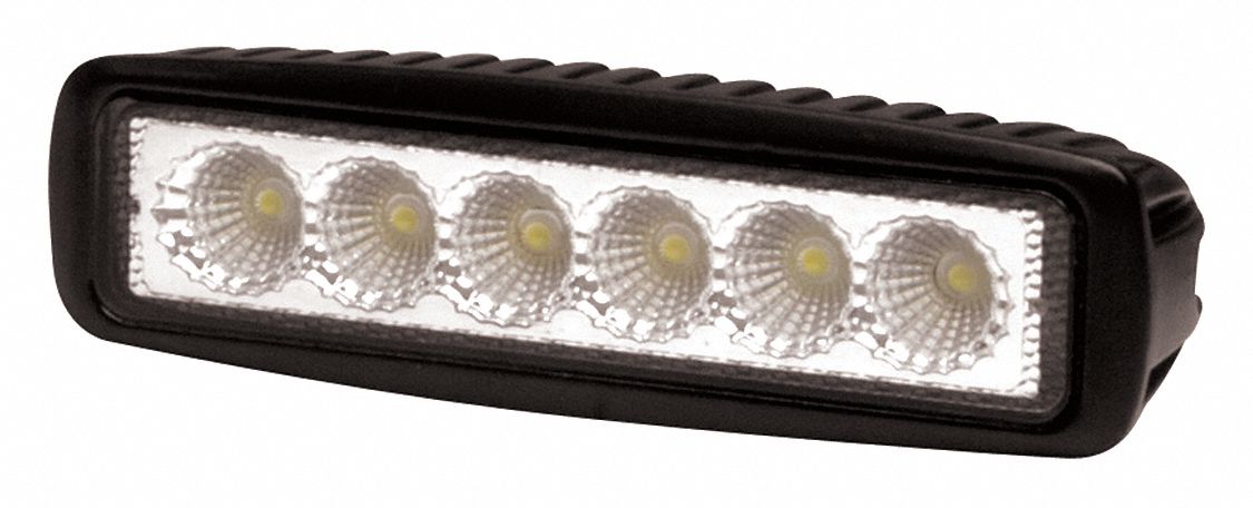 Vehicle Work Light: Rectangular, Flood, LED, Bolt, Pigtail, Universal, Surface Mount, Black