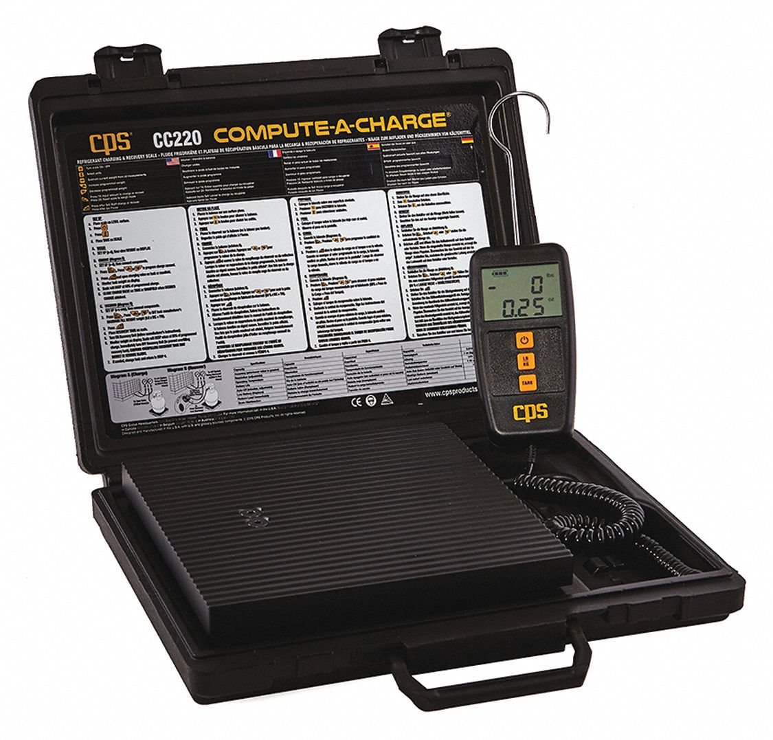Refrigerant Charging or Recovery Scale: Electronic, 220 lb Max. Capacity (Lb.)