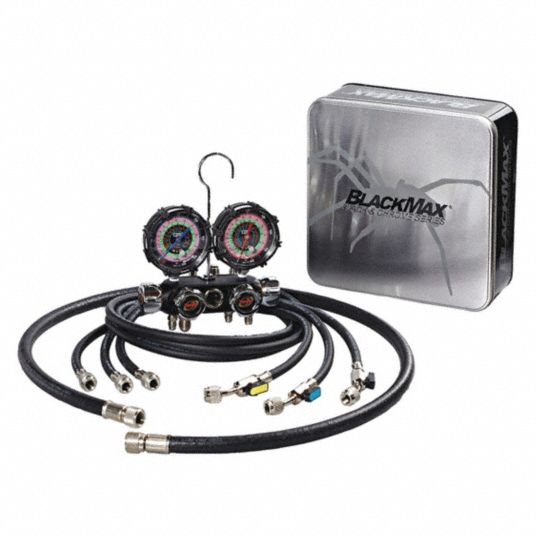 BLACKMAX, 4 Valves, Multiple Refrigerants, Mechanical Manifold Gauge