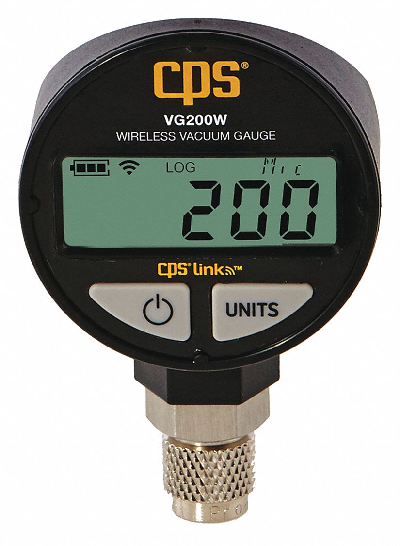 Vacuum Gauge: 1/4 in Flare, Wireless, 0 to 99,000 Microns