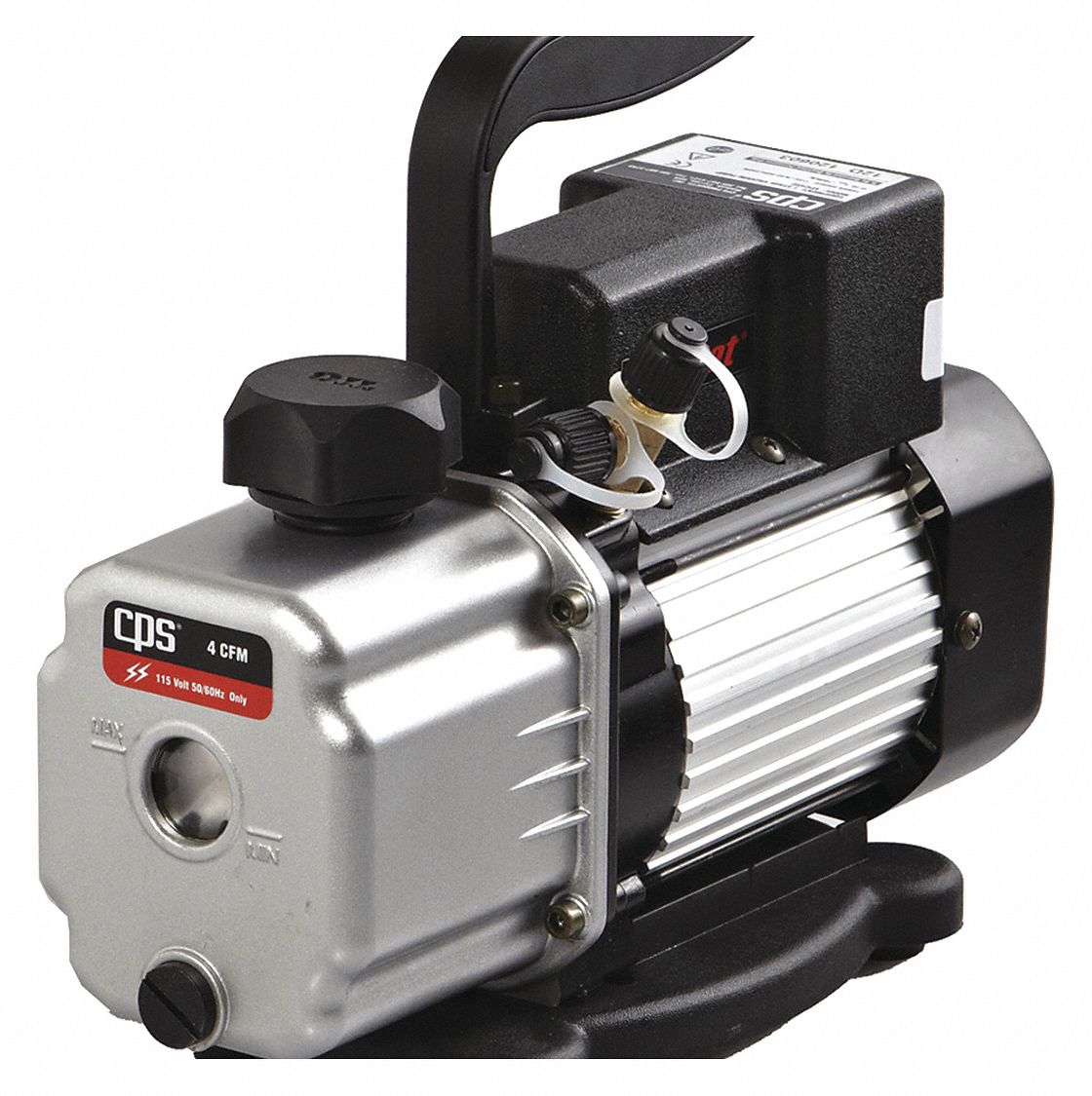 Vacuum Pump: 4 cfm Displacement, 1/4 hp HP, 1/2 in ACME/1/4 in Flare Inlet Port Size