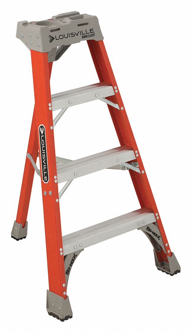 LOUISVILLE, 4 ft Ladder Ht, 3 Steps, Tripod Stepladder - 406F60|FT1504 ...