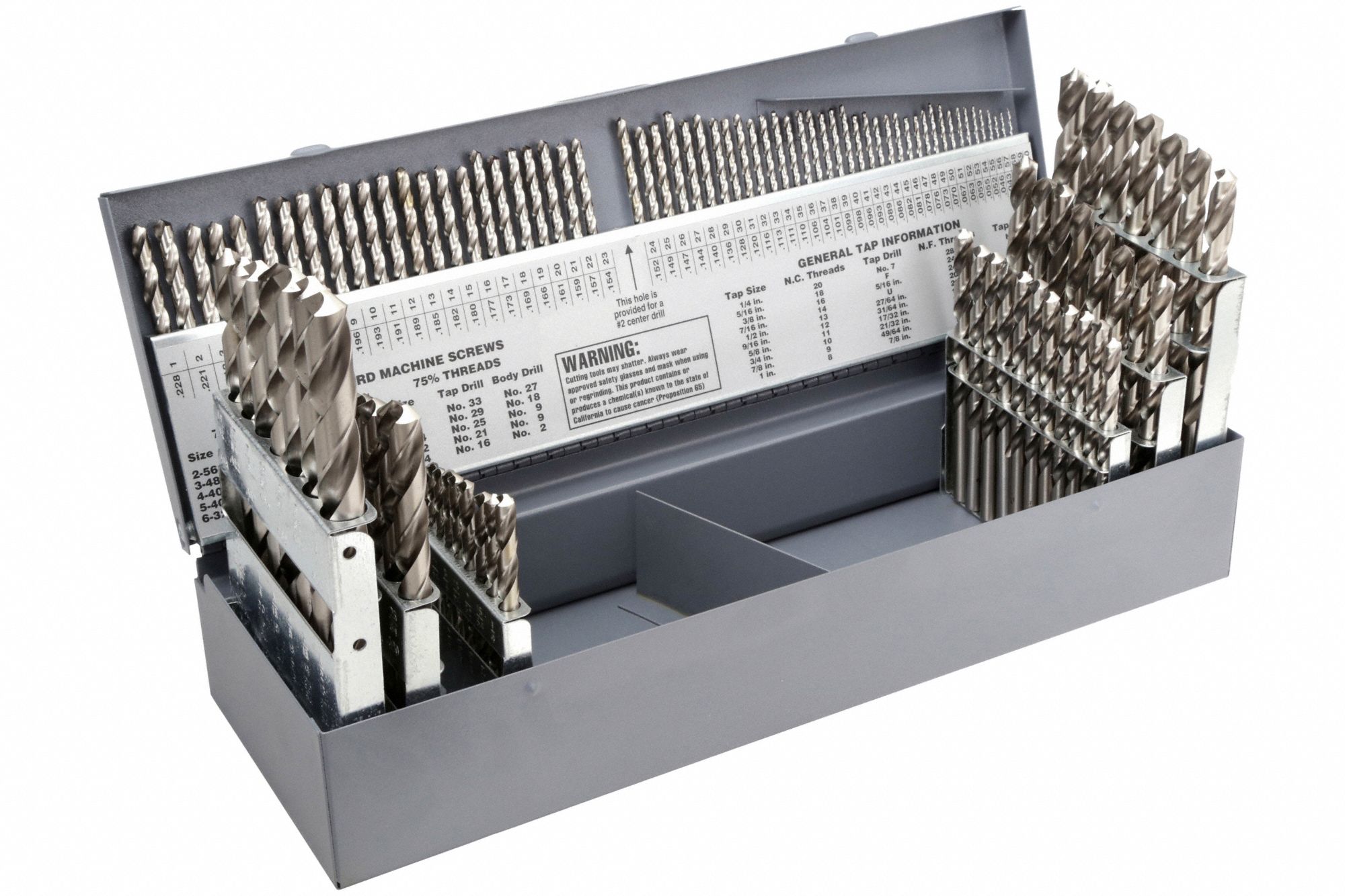 Jobber Length Drill Bit Set: 115 Pc, 1/16" to 1/2" by 64ths, #60 to #1, A to Z, 118° Point