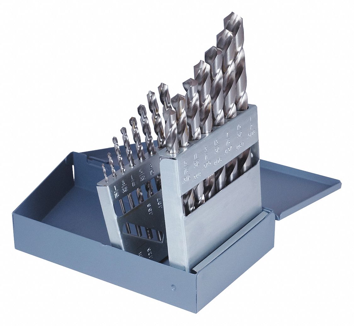 CLEVELAND Jobber Drill Bit Set 1/16 in Smallest Drill Bit Size, 1/2 in