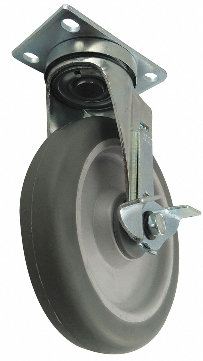DEBRIS-RESISTANT STANDARD PLATE CASTER, 6 IN WHEEL DIAMETER, 325 LB, SOFT