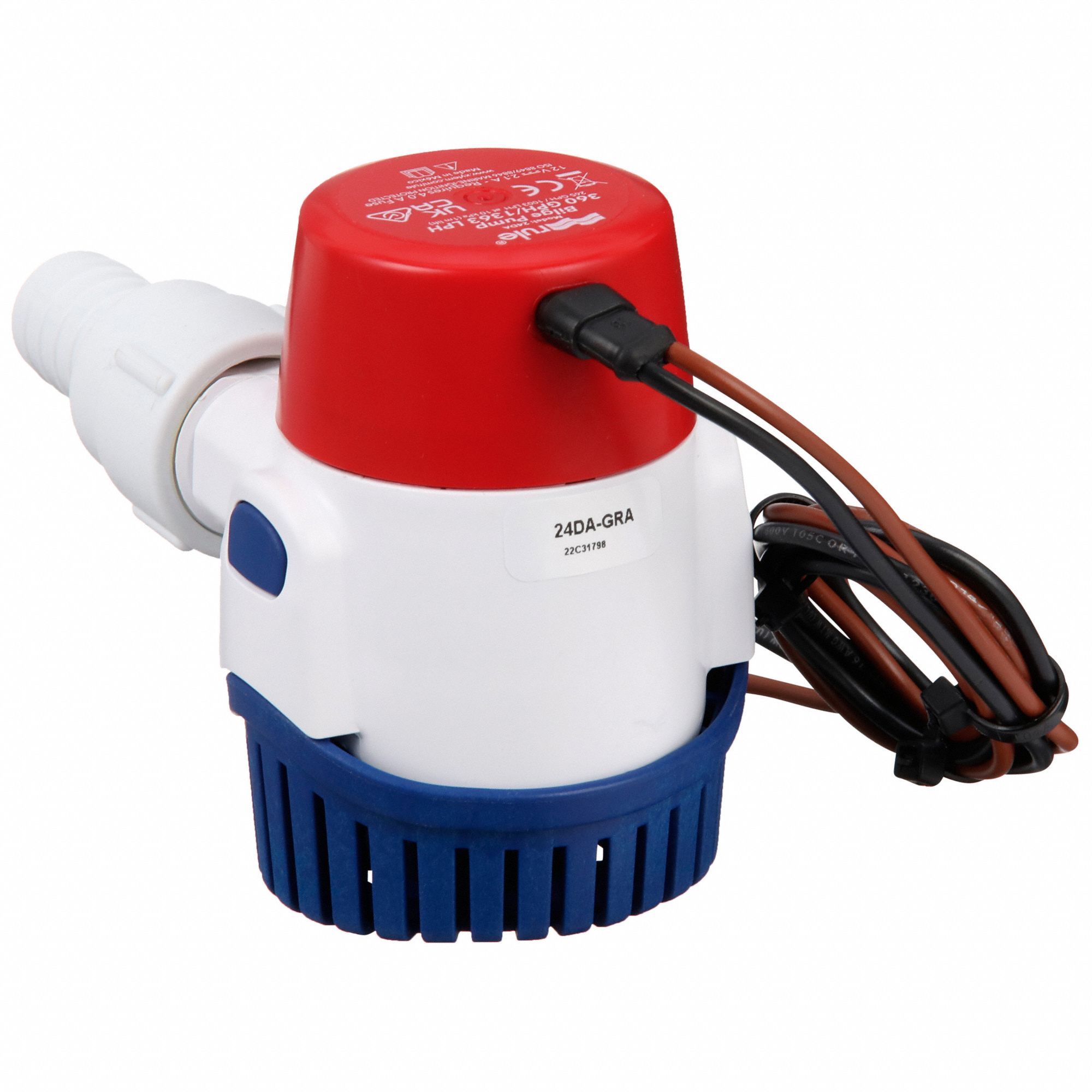 Electric Bilge Pump: 12 ft Max. Head, 3/4 in NPS, 12V DC