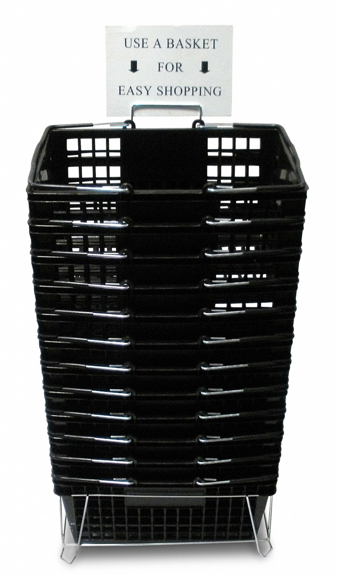 Hand Basket Set: Black, 8 3/4 in Overall Ht, 12 in Overall Wd, 18 in Overall Lg, Polypropylene