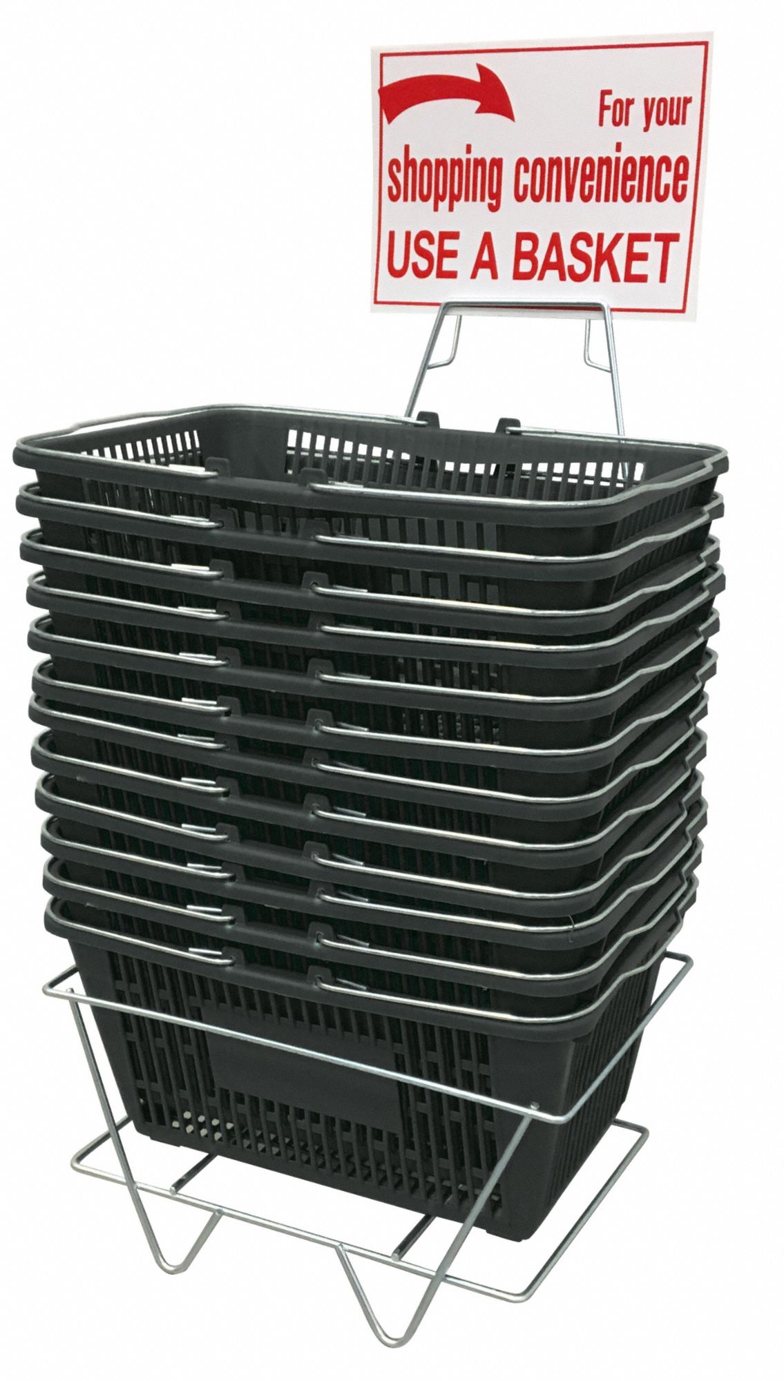Hand Basket Set: Gray, 8 in Overall Ht, 8 in_13 in Overall Wd, 13 in_16 1/2 in Overall Lg, Metal