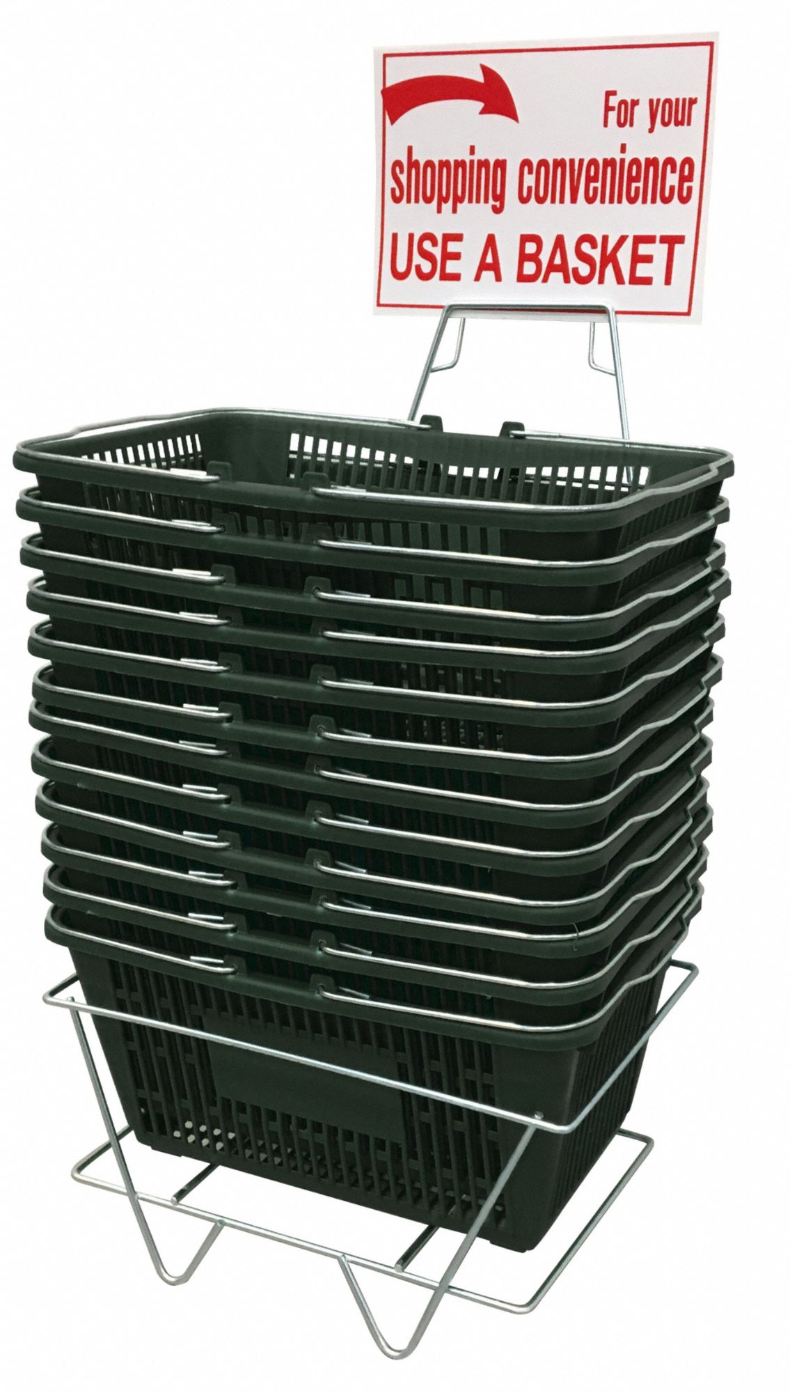 Hand Basket Set: Green, 8 in Overall Ht, 8 in_13 in Overall Wd, 13 in_16 1/2 in Overall Lg, Metal