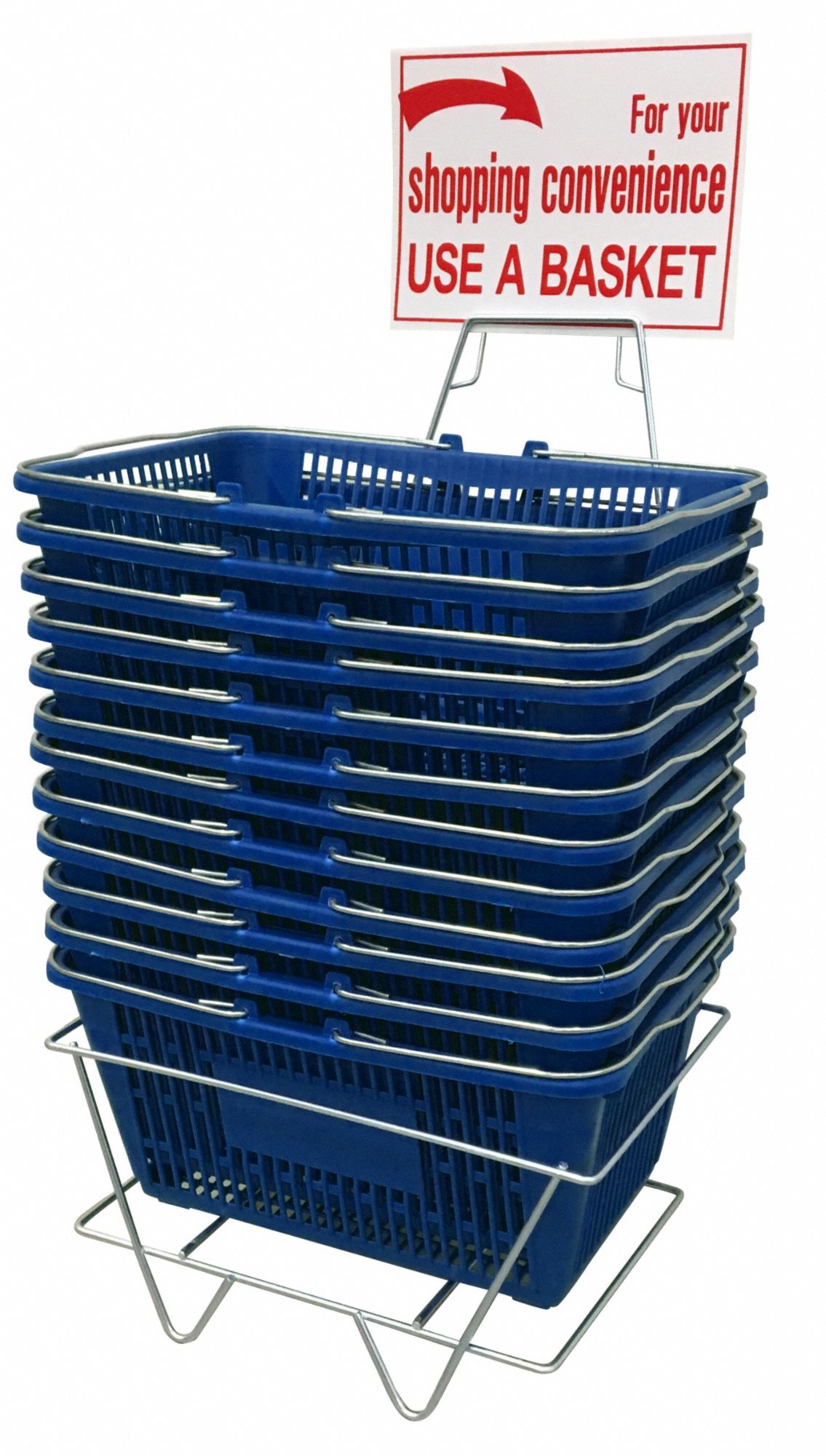 Hand Basket Set: Blue, 8 in Overall Ht, 8 in_13 in Overall Wd, 13 in_16 1/2 in Overall Lg, Metal